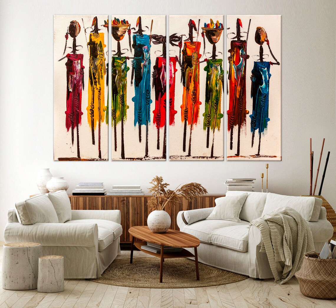 Abstract African wall art Masai canvas print Colorful african Etsy