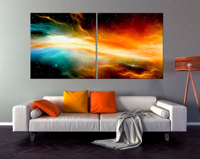 Outer space wall art Abstract stars print Nebula canvas art Etsy