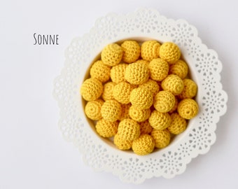 Crochet beads Ø 20 mm "Sun" (Schachenmayr 208) Crochet beads for stroller chain, pacifier chain or Maxi Cosi pendant, DIY