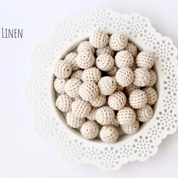 Crochet beads Ø 20 mm "Linen" (Scheepjes 505) Crochet beads for stroller chain, pacifier chain or Maxi Cosi pendant, DIY