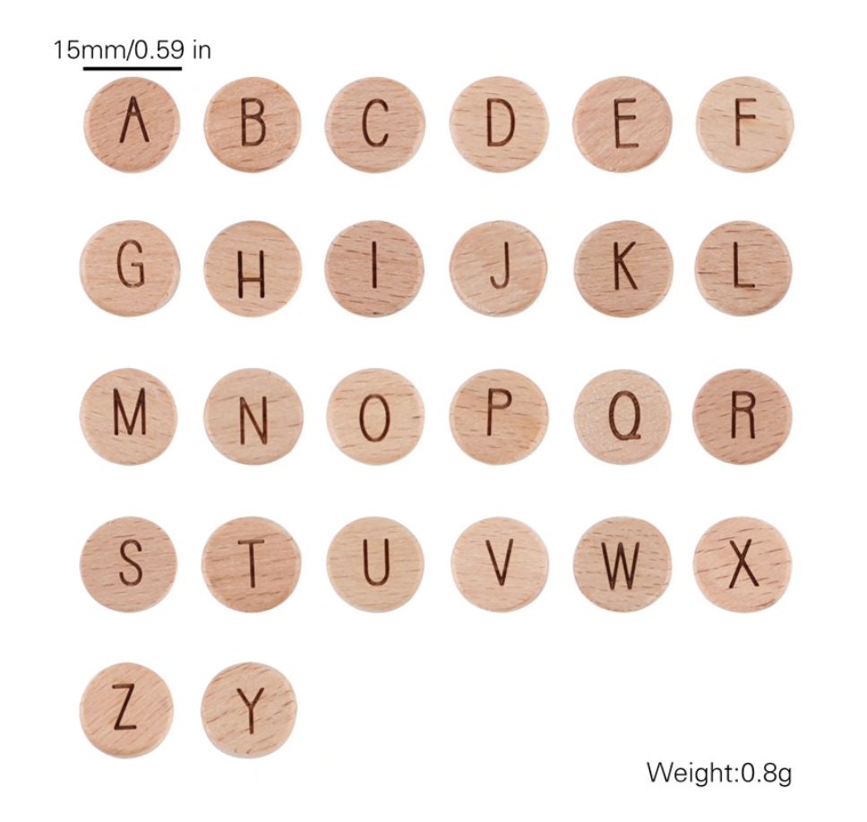 Wood Letter 15 mm 1 pc
