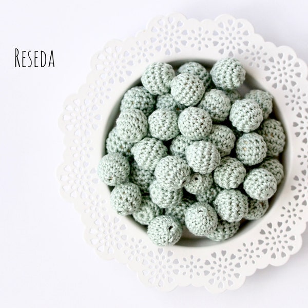 Crochet beads Ø 20 mm "Reseda", crochet beads for stroller chain, pacifier chain or Maxi Cosi pendant, DIY