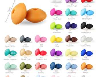 Silicone beads * lenses * 5 pieces * 12 x 7 mm * for the production of grasping toys * pacifier chains