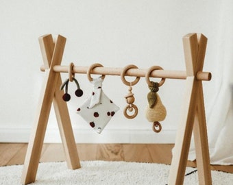 SPIELBOGEN aus Holz , Baby Gym, Spieltrainer, Spieltrapez für Wickeltisch, Babyspielzeug(ohne Anhänger)