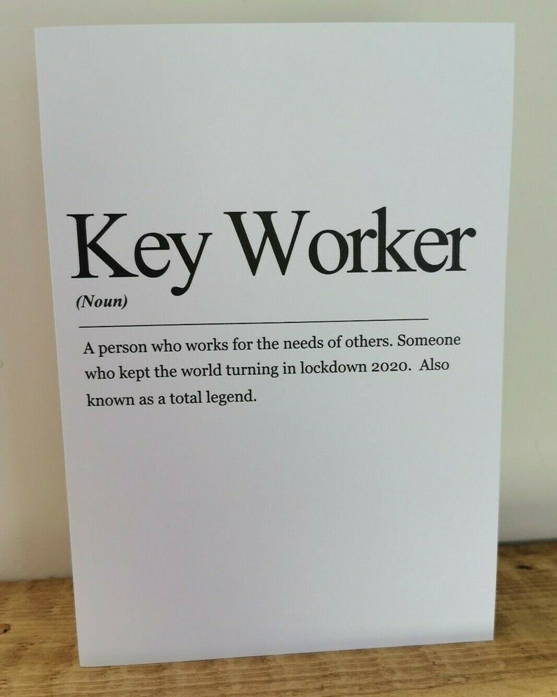 A5 Personalised Key Worker Definition Style Lockdown Thank you Etsy