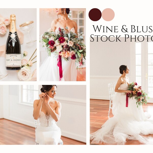 Wine and Blush Wedding Stock Photo Bundle, Wedding Stock Photos, Stock Photos, Website Photos