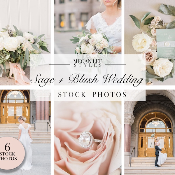 Sage & Blush Wedding Stock Photo Bundle / Wedding Stock Photos / Styled Stock Photography