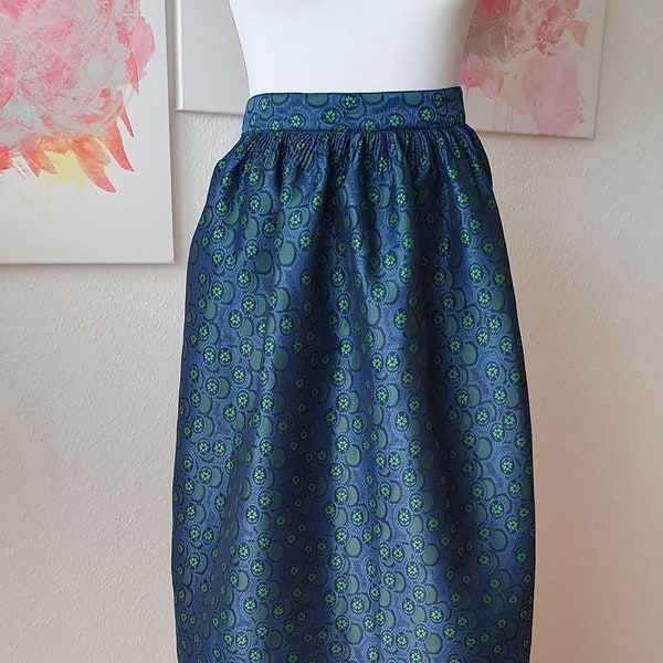 Vintage Maxi Dirndl Schürze M Tracht apron blau grün