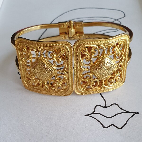 80er VINTAGE  Armreif Armband gold farben Folklore Hippie Ibiza