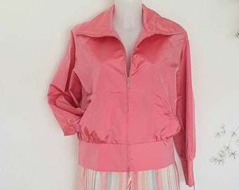 80er 90er VINTAGE Blouson Jacke REINE SEIDE Gr 36 S rosa Luxus edel neuwertig Bomber Jacke 2000 er Basic