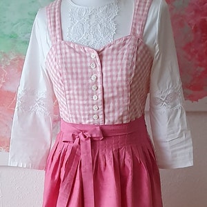 Vintage dirndl dress, pink and white checkered, size M (38/40), romantic traditional dress image 1