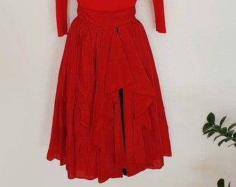 VERA MONT Jupe vintage des années 80 XS 34 fête des femmes dansant la salsa rouge