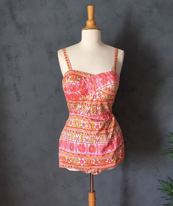 SAKS FIFTH AVENUE Vintage Swimsuit M Hawaii 50s Co