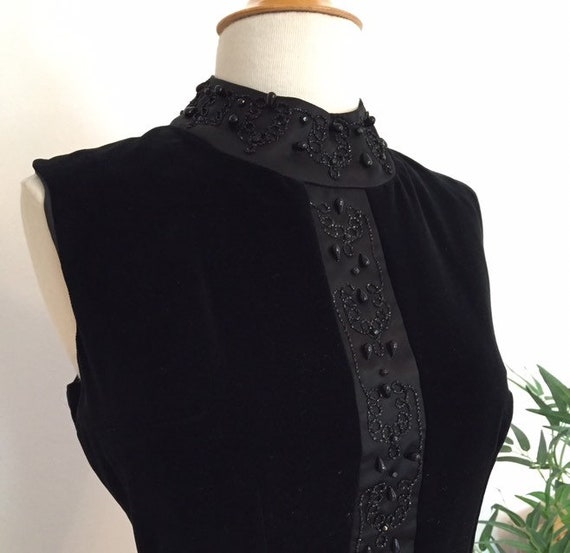 Vintage velvet dress 60s mad men M black velvet be
