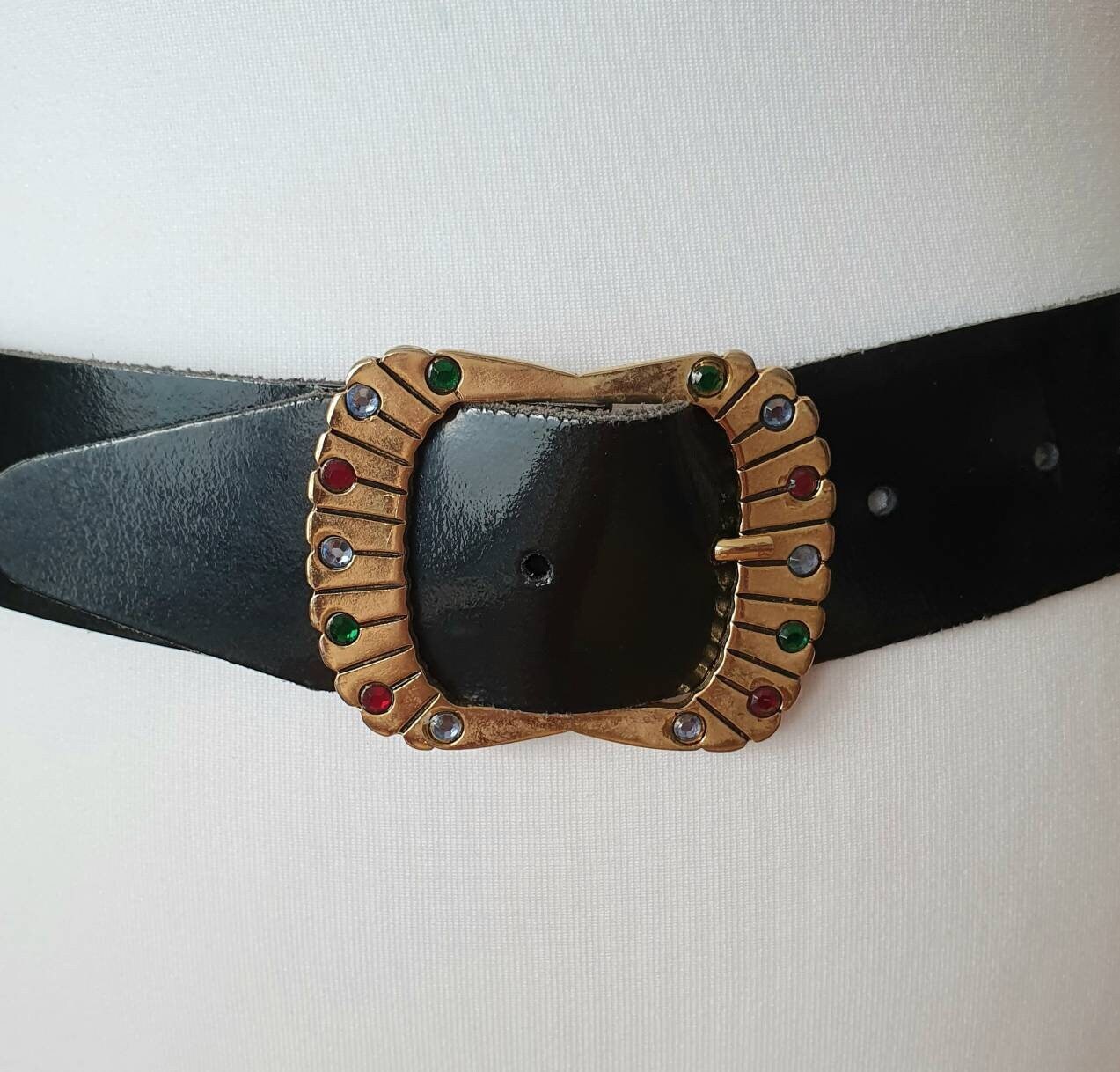 Vintage 80s STATEMENT Belt Vegan Leather Size S Belt 1980s  display picture 3