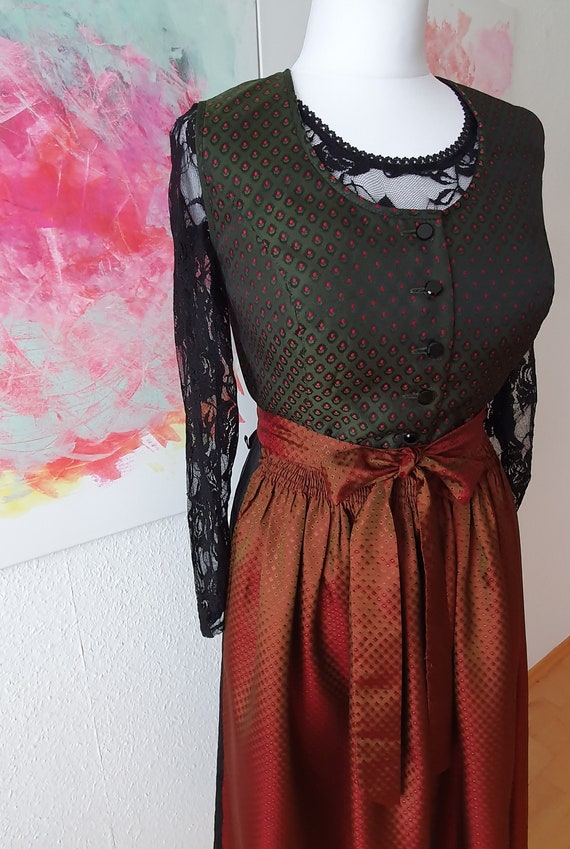 VINTAGE dirndl costume dress size. 44 XXL silk sa… - image 5