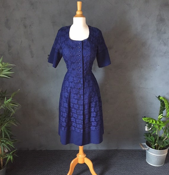 broderie anglaise vintage dress lace Gr L 42 uniqu
