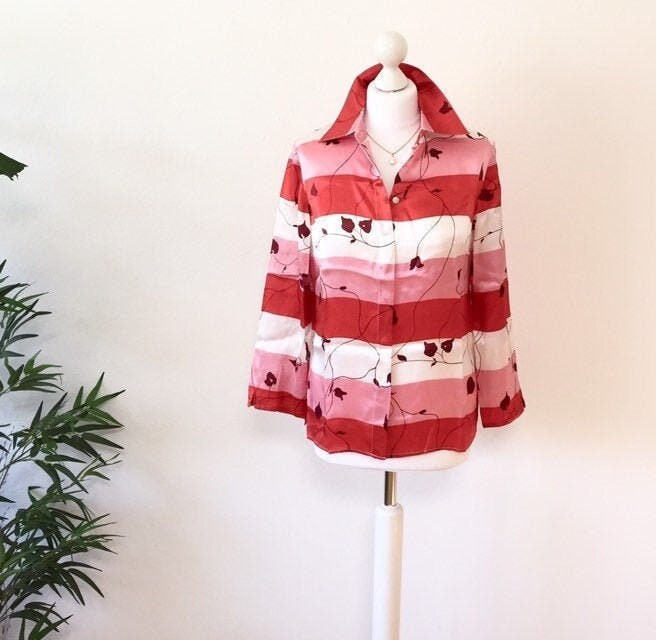 VINTAGE blouse silk elegant size M 80s blogger Insta style