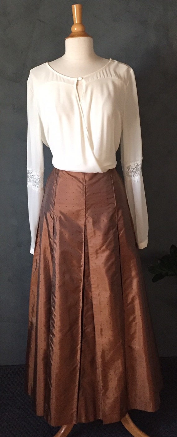 raw silk maxi skirt