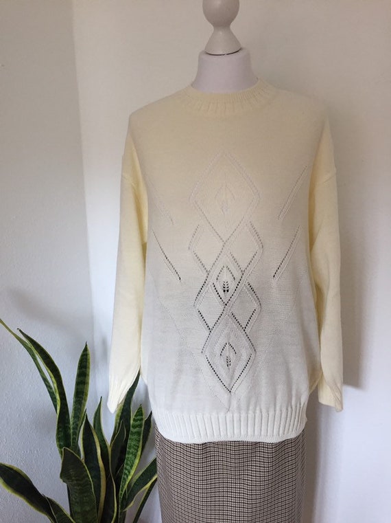80s VINTAGE Fine Knit Sweater GR. L 40 Sweater Aj… - image 4