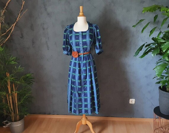 80s vintage dress size L 42 puff sleeves Dirndl dr