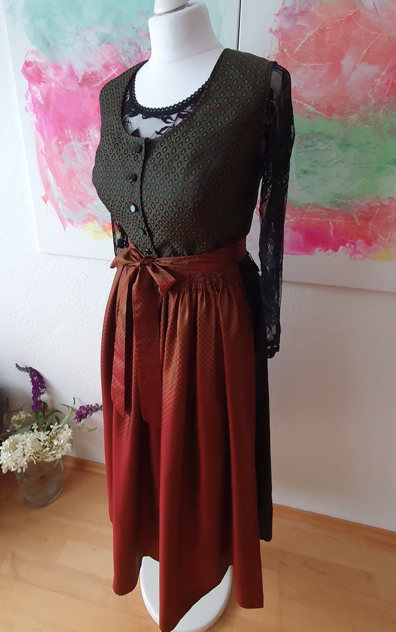 VINTAGE dirndl costume dress size. 44 XXL silk sa… - image 6