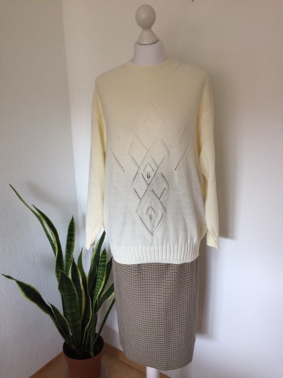80s VINTAGE Fine Knit Sweater GR. L 40 Sweater Aj… - image 1