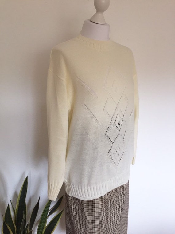 80s VINTAGE Fine Knit Sweater GR. L 40 Sweater Aj… - image 3