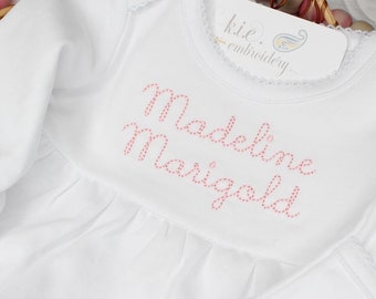 Picot Trimmed Monogrammed Baby Gown / Embroidered / Baby Coming Home / Baby Shower Gift / Newborn / Infant / Personalized