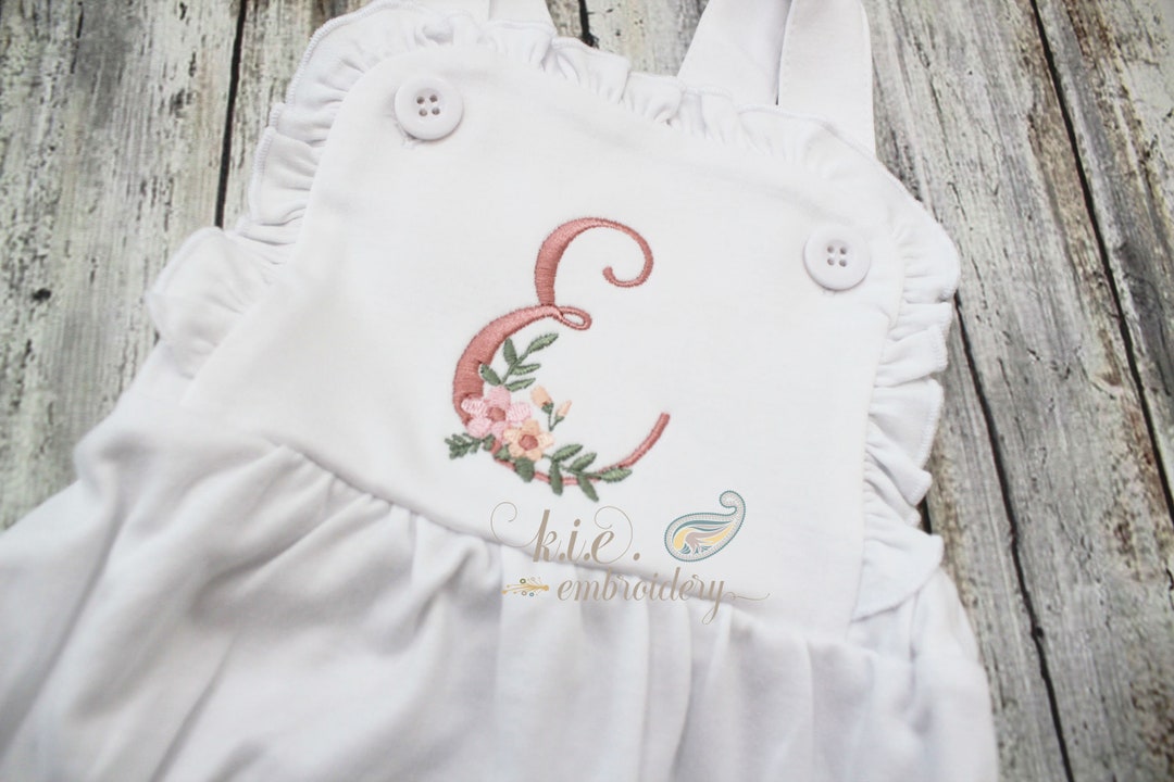 Girls' Embroidered Monogrammed Sunsuit / Ruffle Sunsuit / Baby Girls