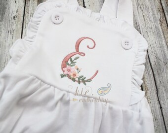 Girls' Embroidered Monogrammed Sunsuit / Ruffle Sunsuit / Baby Girls' Sunsuit / Monogrammed / Baby Girl Monogram / Girls' Sun Bubble