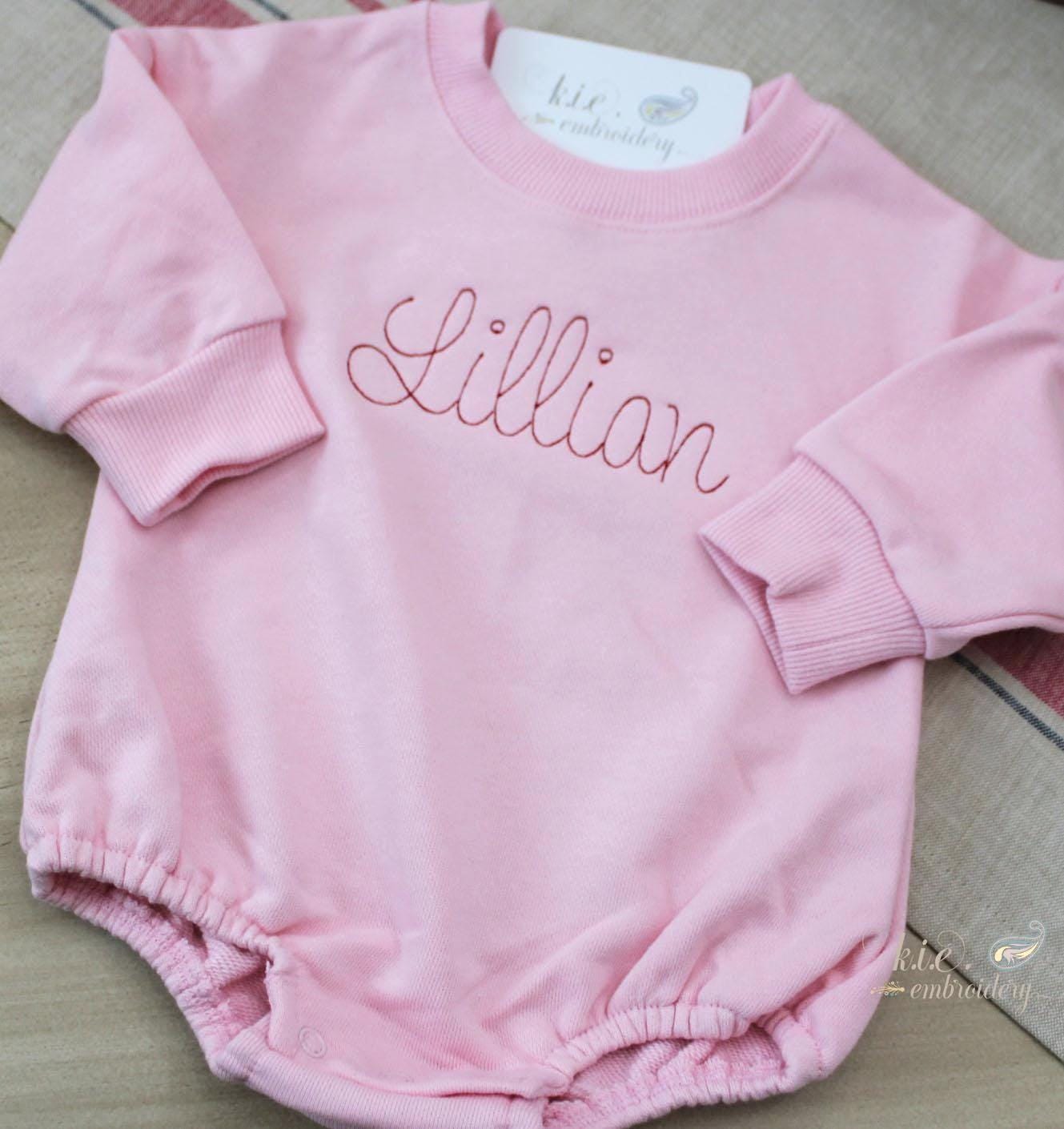 Embroidered Monogrammed Baby Pink Sweatshirt Bodysuit