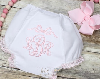Baby Bloomers / Diaper Cover / Monogrammed / Embroidered / Shower Gift / Coming Home / Bib