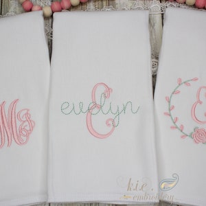 Monogrammed Embroidered Burp Cloth Set / Baby Shower Gift / Baby Monogram / Baby Coming Home / Baby Personalized / Newborn Monogram image 4