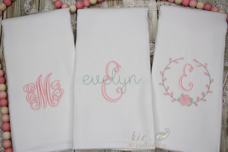 Monogrammed Embroidered Burp Cloth Set / Baby Shower Gift / Baby Monogram / Baby Coming Home / Baby Personalized / Newborn Monogram image 4