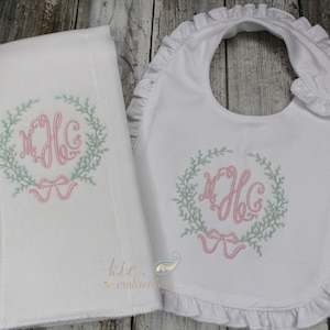Embroidered Monogrammed Burp Cloth / Sold Separately / Bib / Baby Girl Shower Gift / Personalized Baby Gift / Baby Coming Home / Newborn