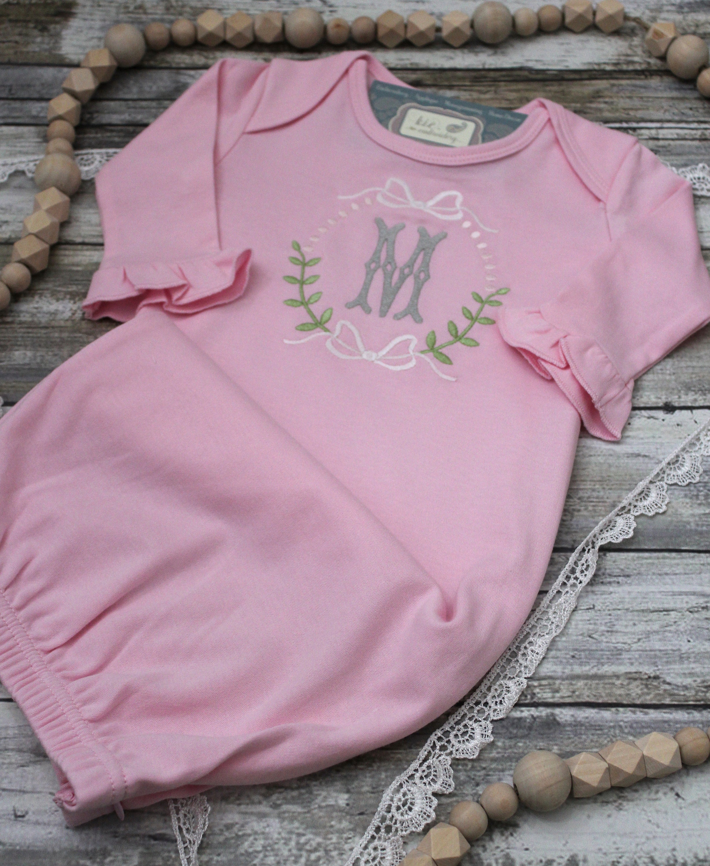 Monogrammed Baby Girl Gown / Embroidered Baby Gown / Baby Girl Etsy