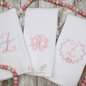 Monogrammed Embroidered Burp Cloth Set / Baby Shower Gift / Baby Monogram / Baby Coming Home / Baby Personalized / Newborn Monogram image 5