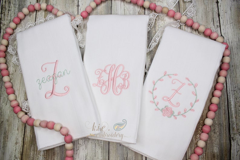 Monogrammed Embroidered Burp Cloth Set / Baby Shower Gift / Baby Monogram / Baby Coming Home / Baby Personalized / Newborn Monogram image 5