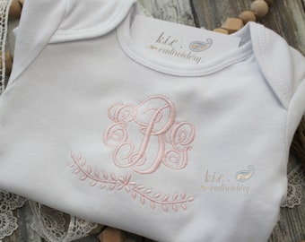 Baby Girl Ruffle Sleeve Embroidered Gown / Monogrammed Baby Gown / Baby Girl Coming Home / Baby Shower Gift / Bib / Personalized / Bodysuit