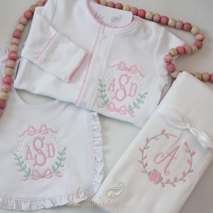 Baby Joy Embroidered Footie - Pink main image 1