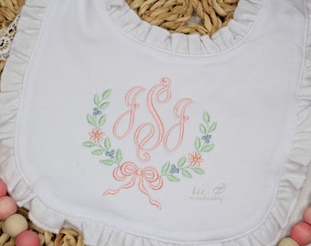 Embroidered Monogrammed Bib / Baby / Baby Shower Gift / Girl