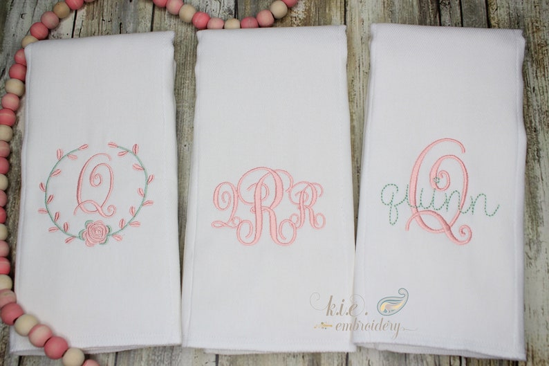 Monogrammed Embroidered Burp Cloth Set / Baby Shower Gift / Baby Monogram / Baby Coming Home / Baby Personalized / Newborn Monogram image 2