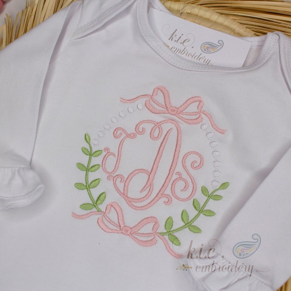 Baby Girl Ruffle Sleeve Embroidered Gown / Monogrammed Baby Gown / Baby Girl Coming Home / Baby Shower Gift / Bib / Personalized / Bodysuit