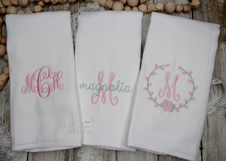 Monogrammed Embroidered Burp Cloth Set / Baby Shower Gift / Baby Monogram / Baby Coming Home / Baby Personalized / Newborn Monogram image 6