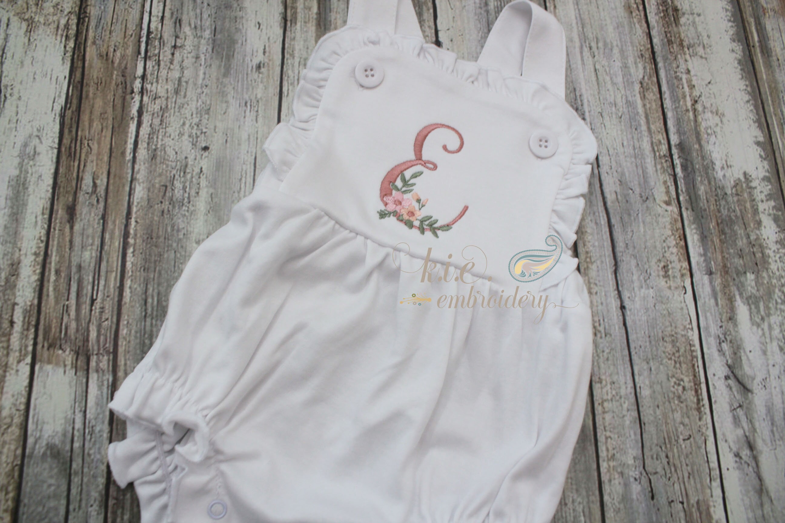 Girls' Embroidered Monogrammed Sunsuit / Ruffle Sunsuit / Etsy