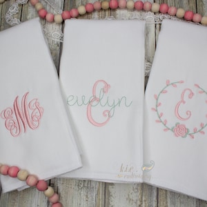 Monogrammed Embroidered Burp Cloth Set / Baby Shower Gift / Baby Monogram / Baby Coming Home / Baby Personalized / Newborn Monogram image 1