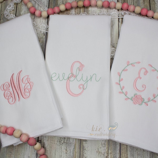 Monogrammed Embroidered Burp Cloth Set / Baby Shower Gift / Baby Monogram / Baby Coming Home / Baby Personalized / Newborn Monogram