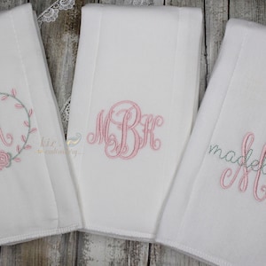 Monogrammed Embroidered Burp Cloth Set / Baby Shower Gift / Baby Monogram / Baby Coming Home / Baby Personalized / Newborn Monogram image 7