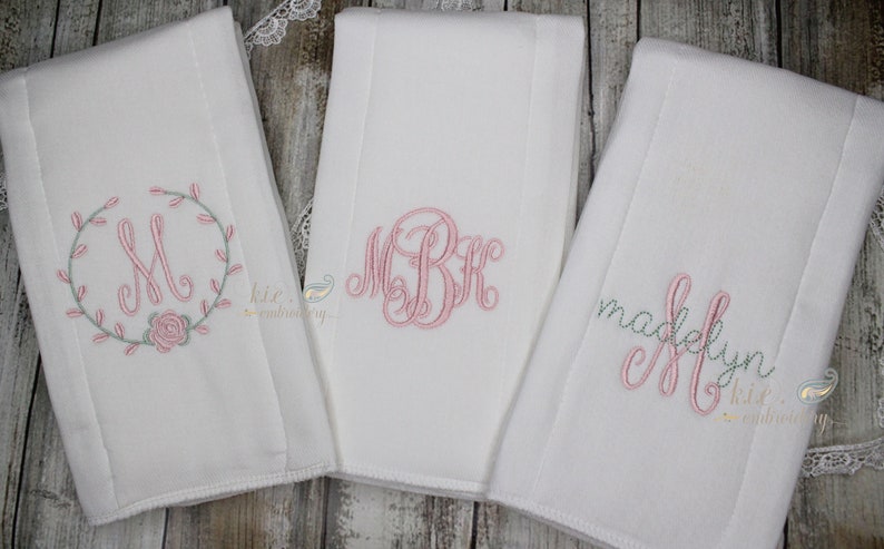 Monogrammed Embroidered Burp Cloth Set / Baby Shower Gift / Baby Monogram / Baby Coming Home / Baby Personalized / Newborn Monogram image 7
